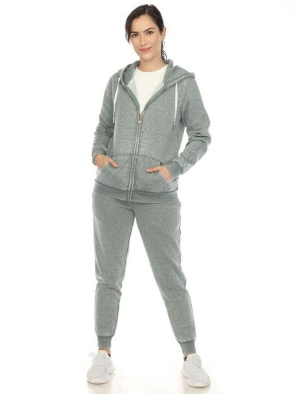 $100 White Mark Plus Size Women's Burnout Jogger Set Green Size 1X